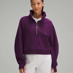 Lululemon Athletica Scuba Oversized Funnel Neck Half Zip Magenta Sweatshirt XL